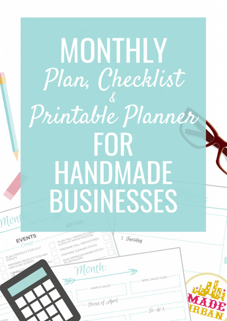 Monthly checklist & planner for handmade businesses