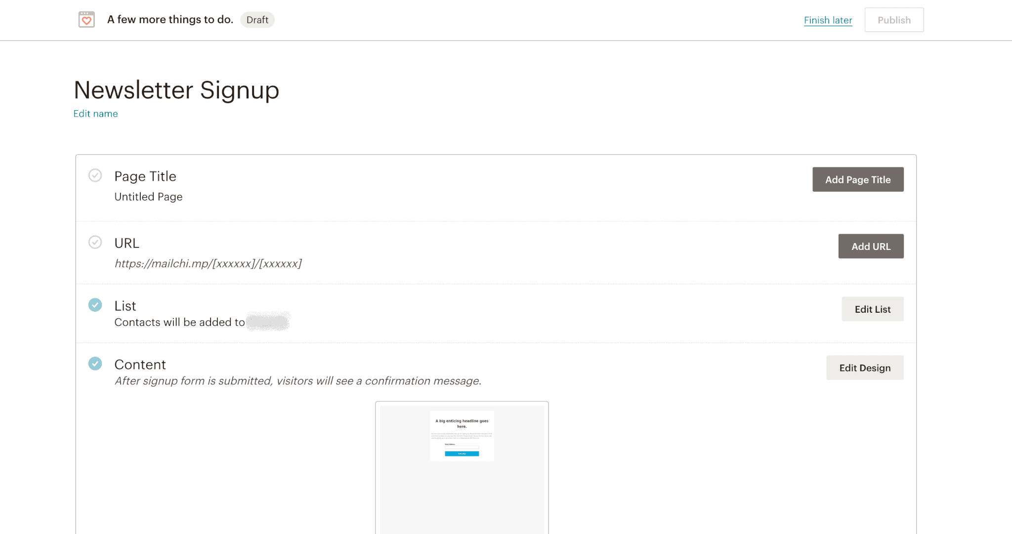 Mailchimp newsletter signup