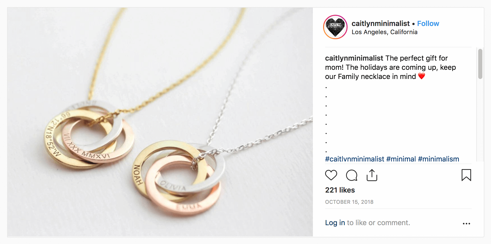 Caitlyn Minimalist Instagram post