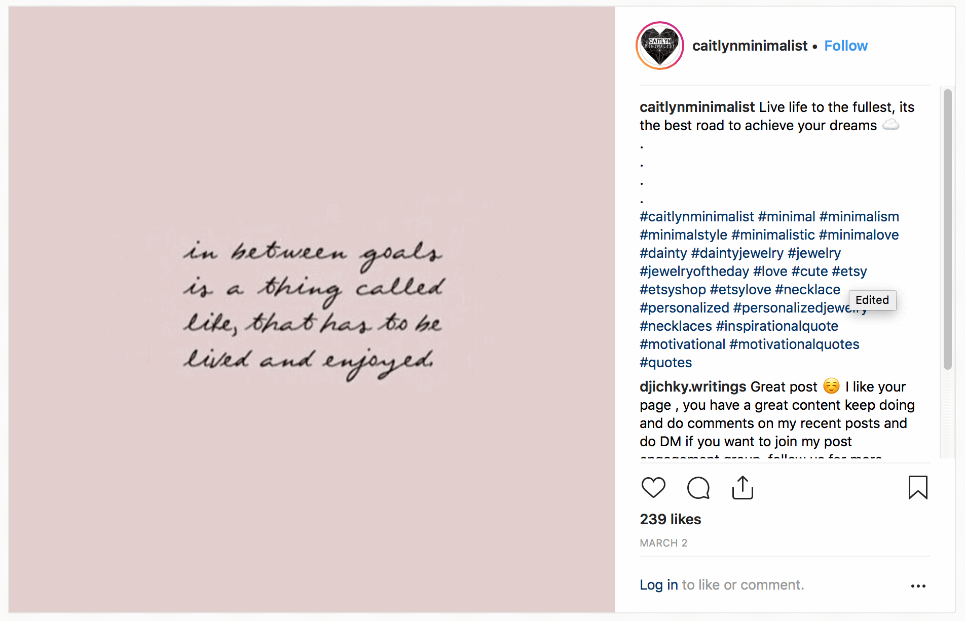 Caitlyn Minimalist Instagram quote post
