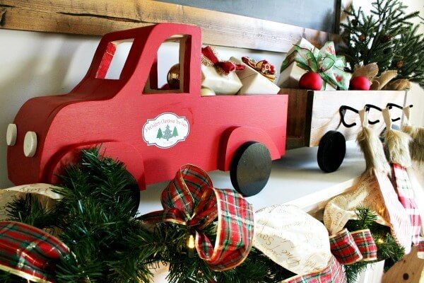 Vintage red Christmas truck