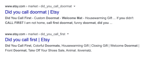 Etsy Google Results