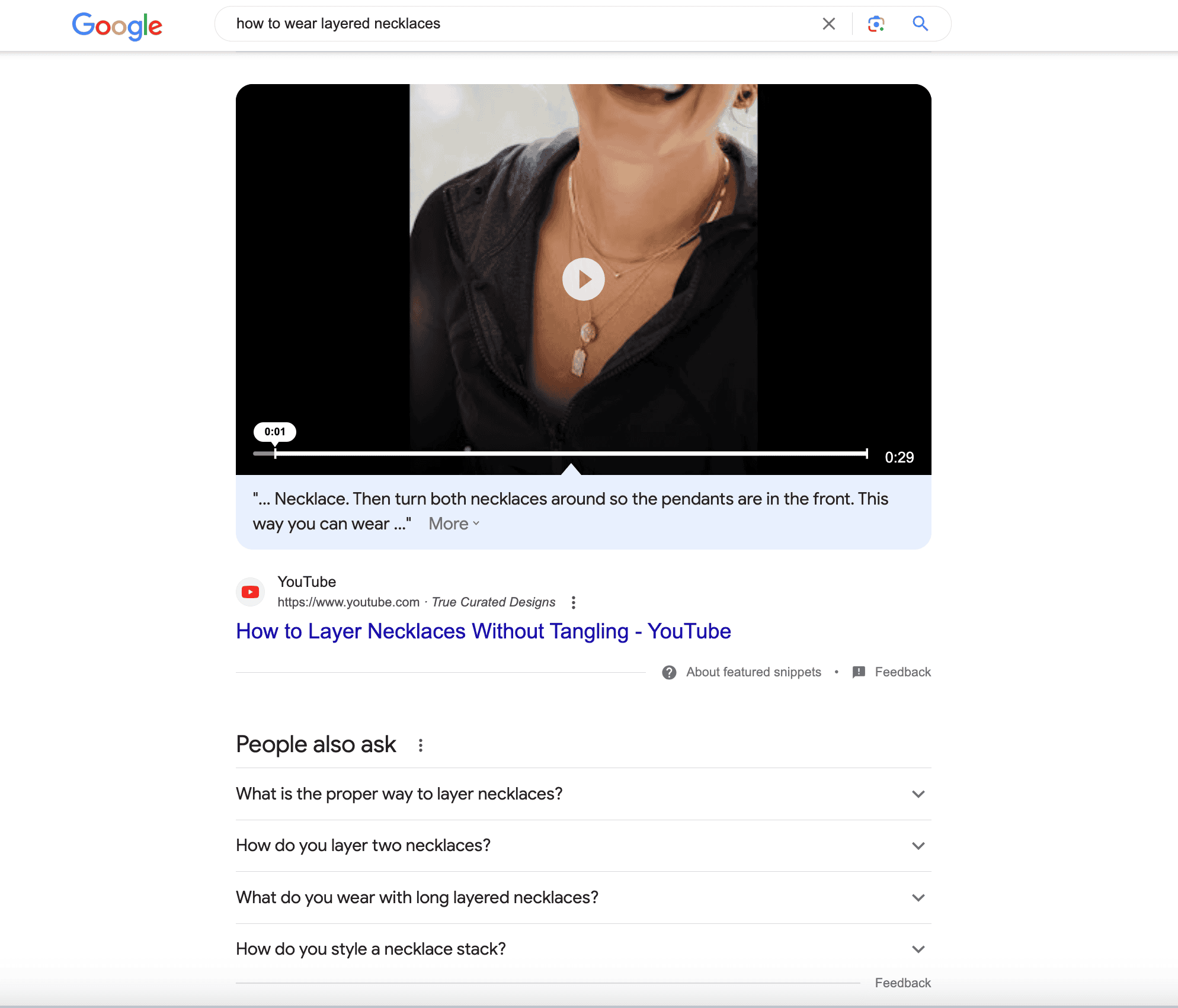 YouTube Google result