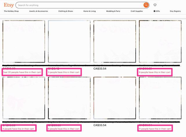 Etsy shop cart number