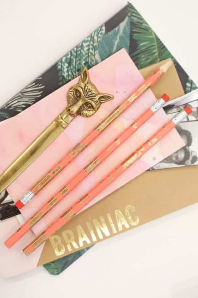 gold pencil set stocking stuffer diy