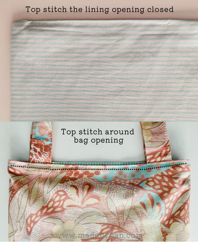 Top stitch tote bag opening