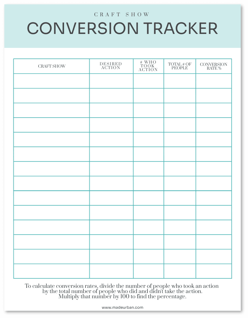 Craft show conversion tracker
