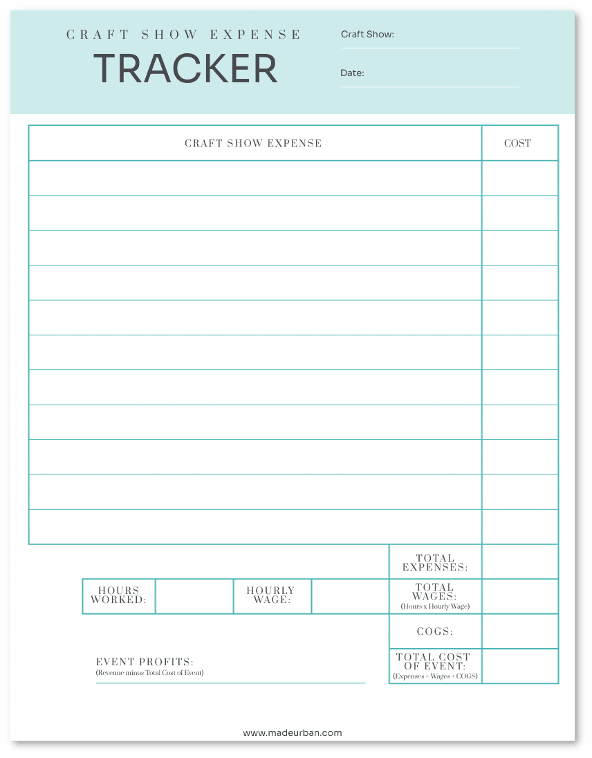 Craft show expense tracker