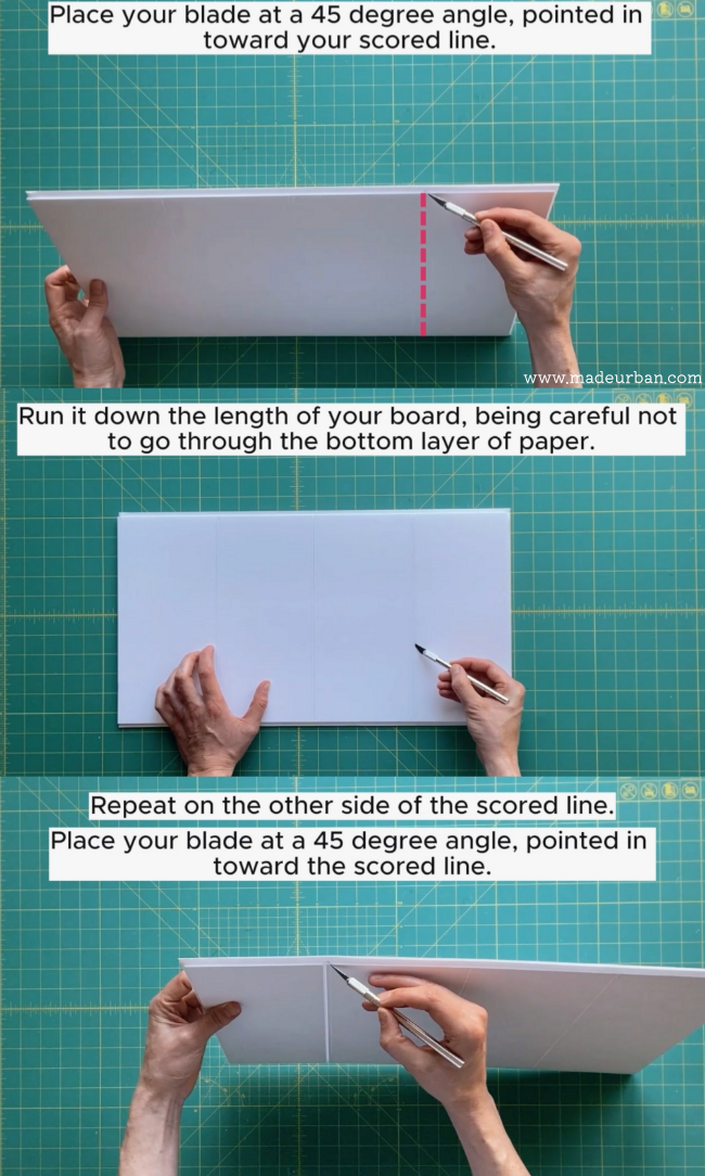 45 degree angles on scored lines
