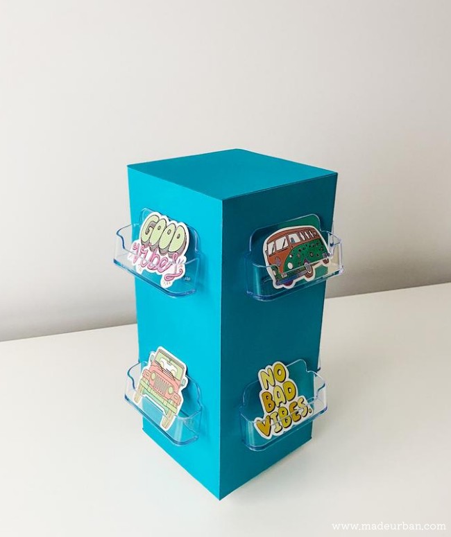 Spinning sticker stand finished