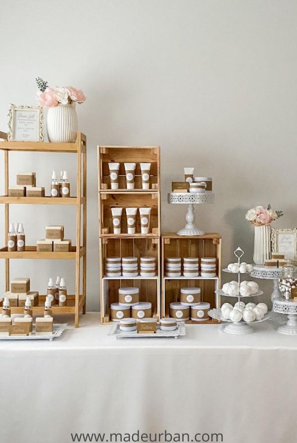 crates stacked high in a craft show display