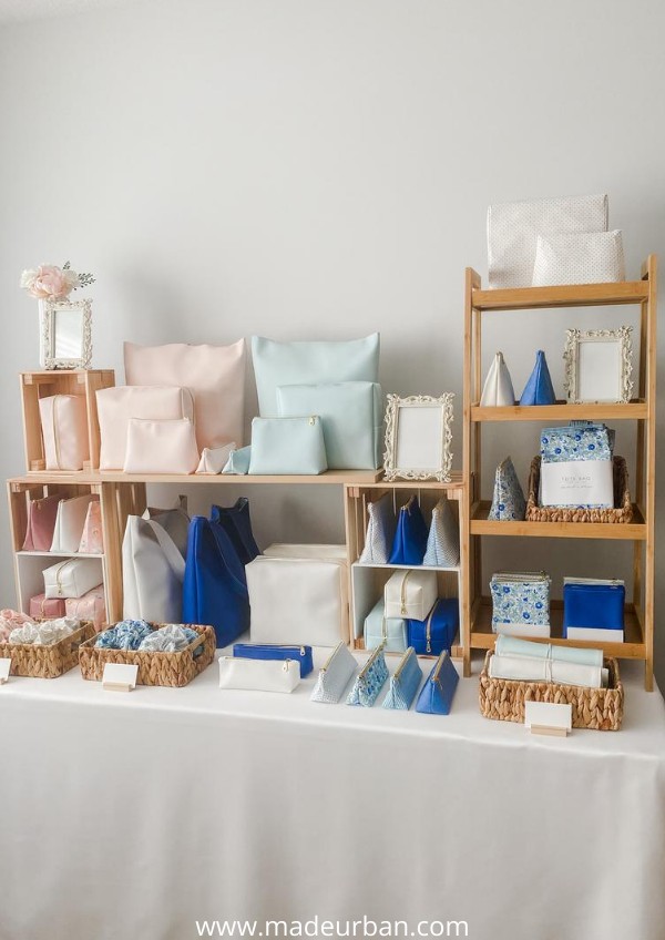 Bags displayed on shelves