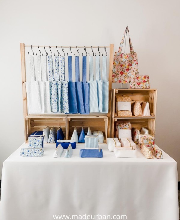 Bags displayed on a dowel